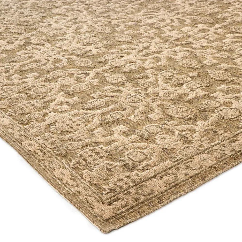 Quistra 8x10 Hand Knotted Patterned Rug - Beige, Wool