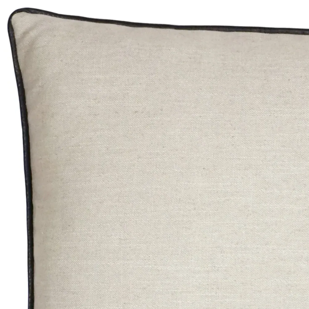 Rabi Feather Down Throw Pillow with Black Trim - Beige