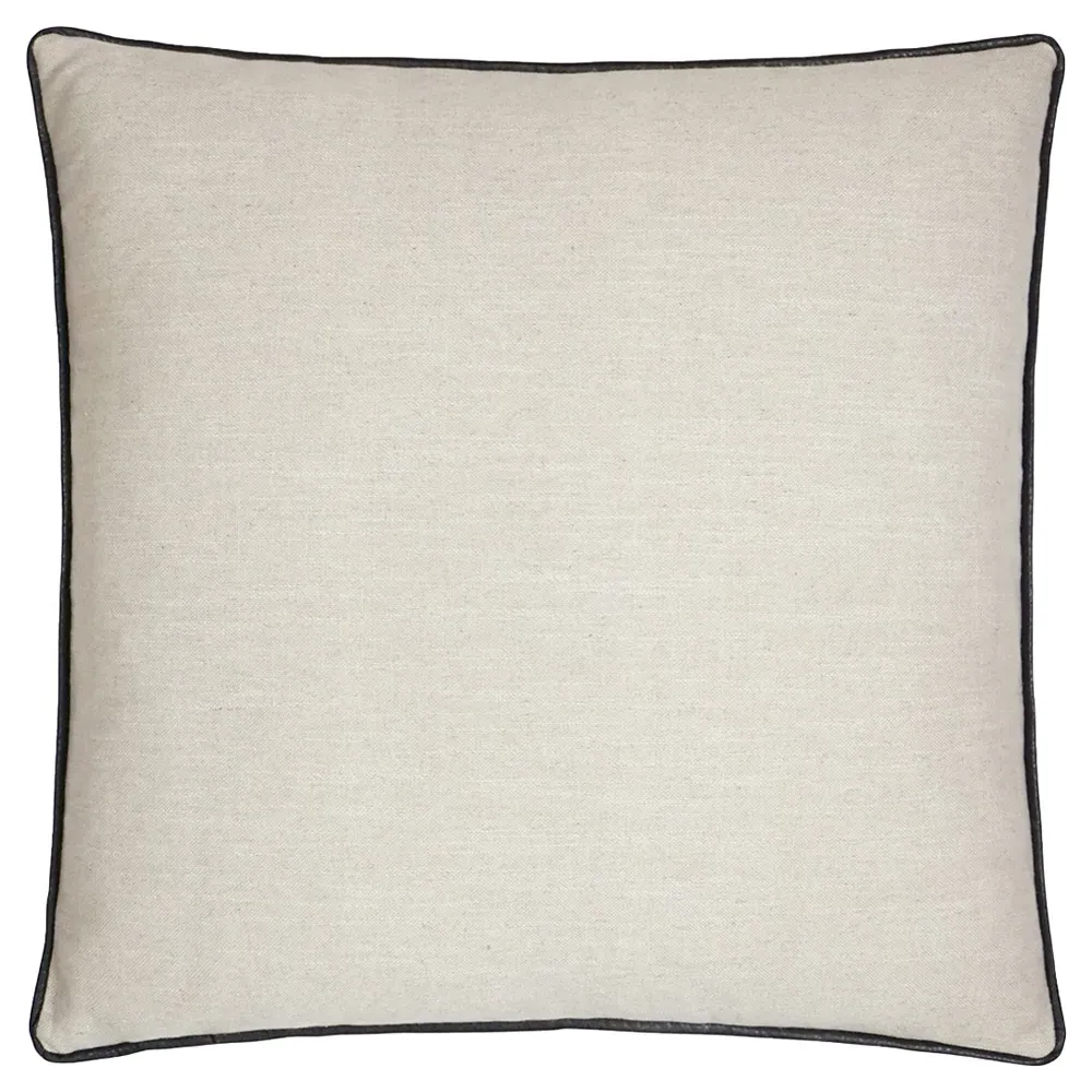 Rabi Feather Down Throw Pillow with Black Trim - Beige