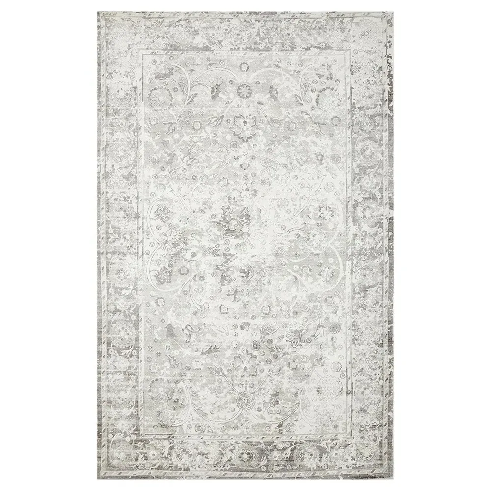 Rachel Global Bazaar Patterned Rug - Mist Grey, Viscose