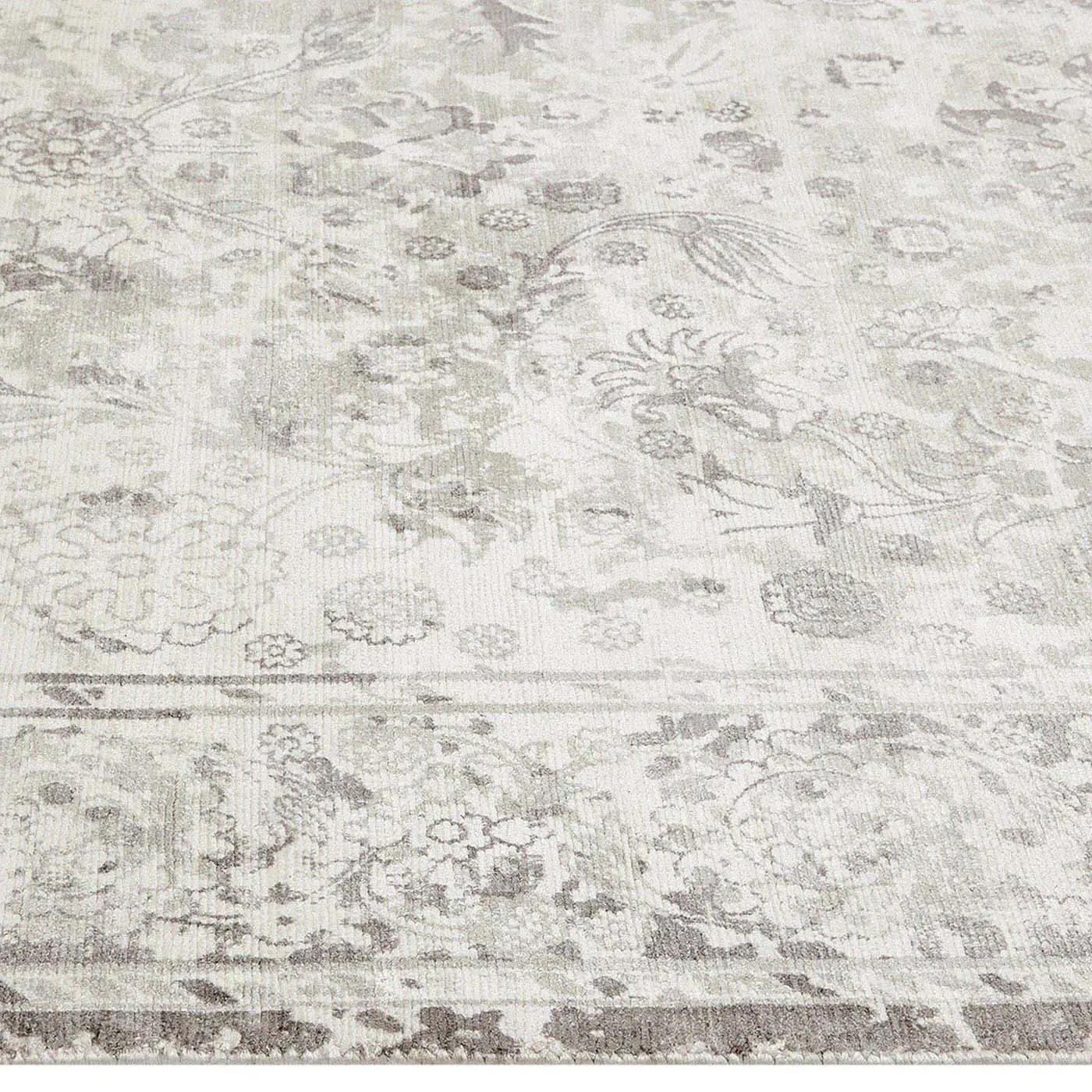 Rachel Global Bazaar Patterned Rug - Mist Grey, Viscose