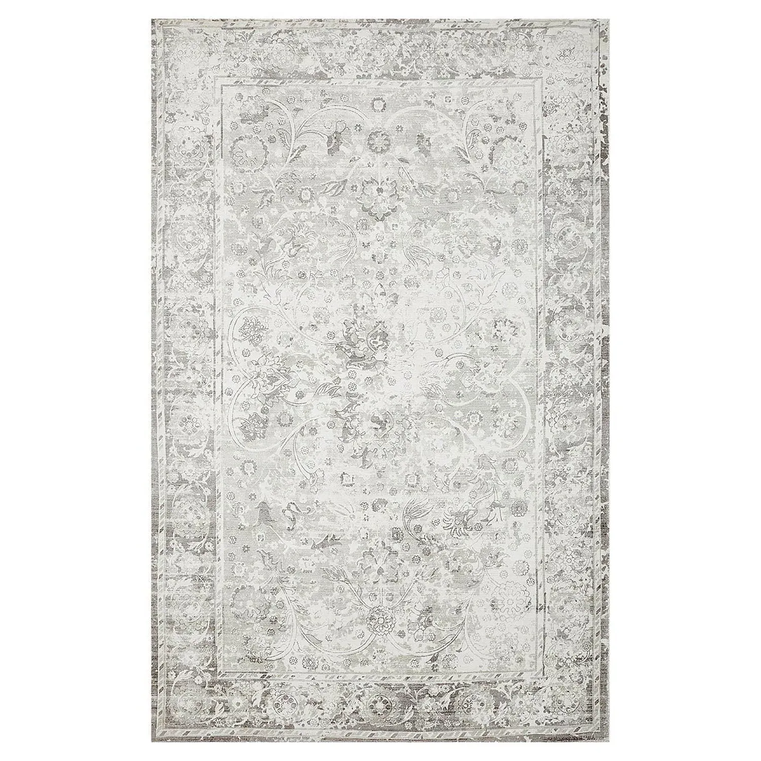 Rachel Global Bazaar Patterned Rug - Mist Grey, Viscose