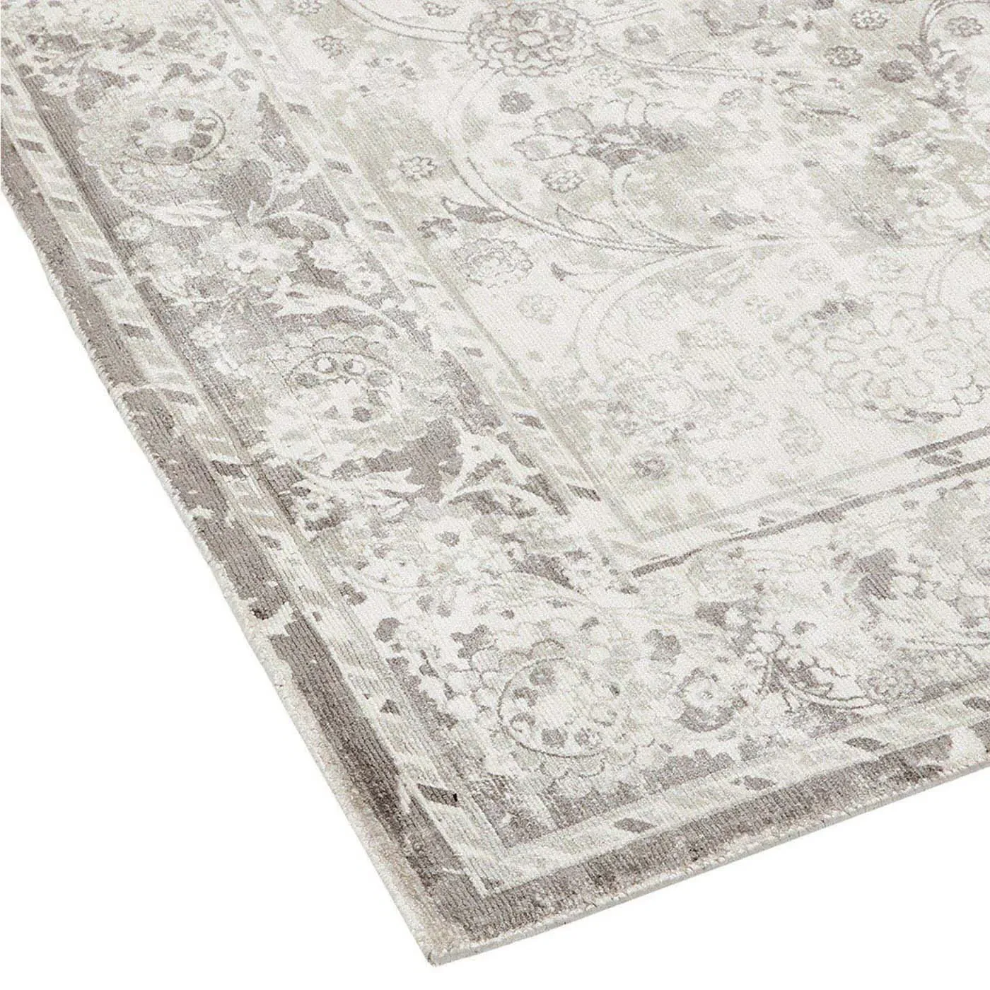 Rachel Global Bazaar Patterned Rug - Mist Grey, Viscose