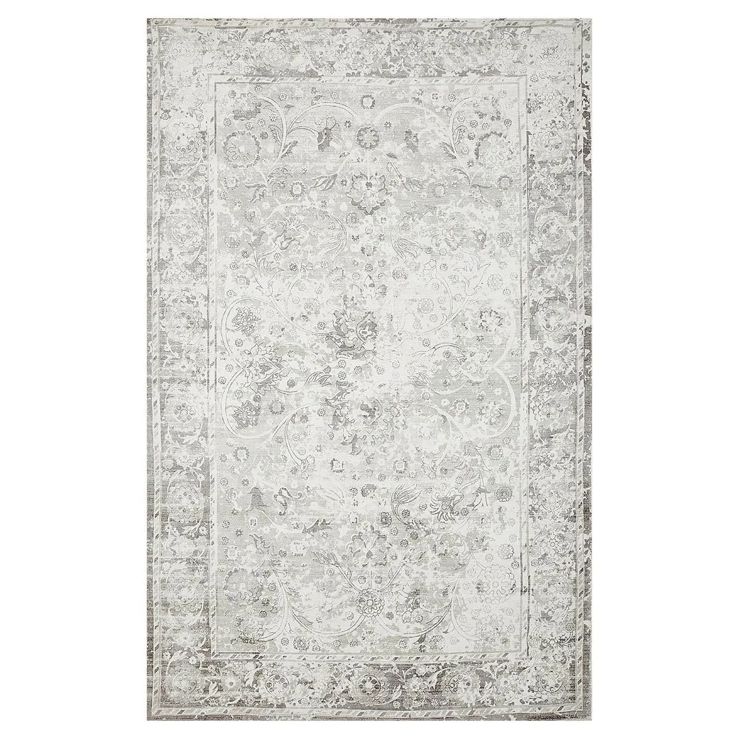 Rachel Global Bazaar Patterned Rug - Mist Grey, Viscose