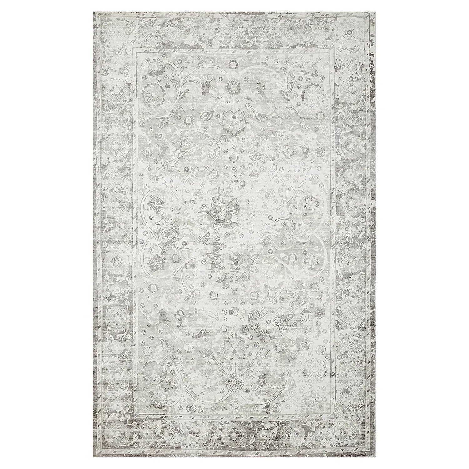 Rachel Global Bazaar Patterned Rug - Mist Grey, Viscose
