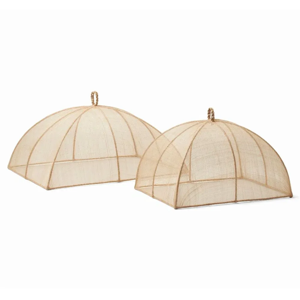 Rachel Rectangular Food Cover Set of 2 - Beige, Sinamay