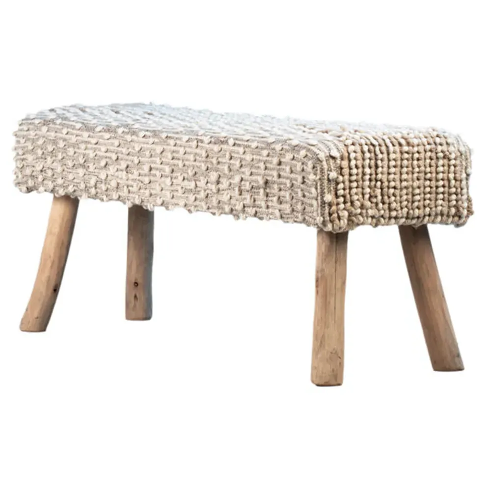 Radda Upholstered Wood Bench - White, Brown