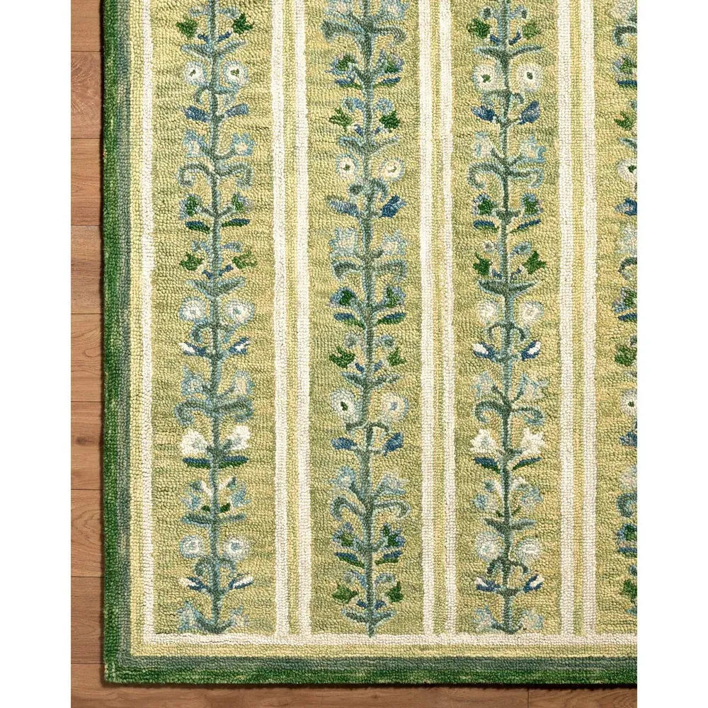 Rafaela Floral Patterned Rug Sample - Green, Wool
