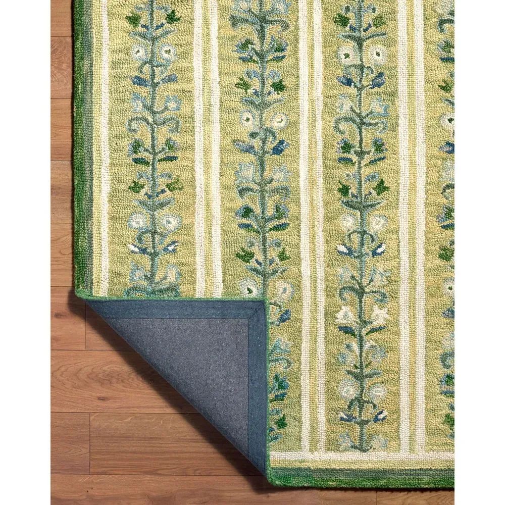 Rafaela Floral Patterned Rug Sample - Green, Wool