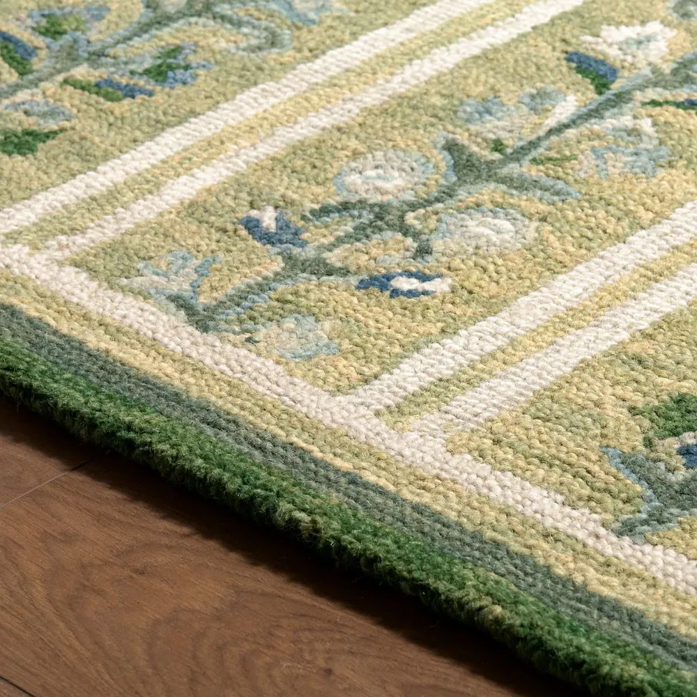 Rafaela Floral Patterned Rug Sample - Green, Wool