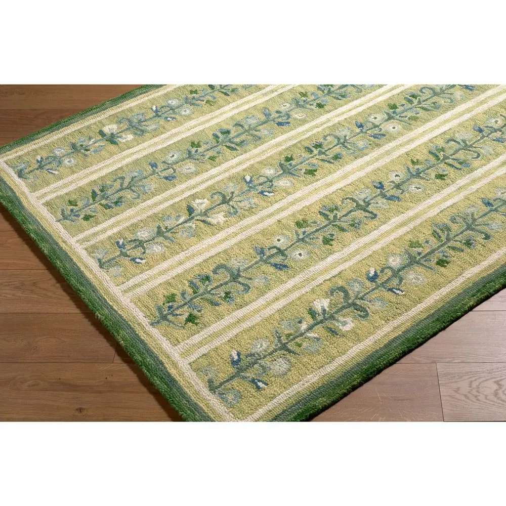 Rafaela Floral Patterned Rug Sample - Green, Wool