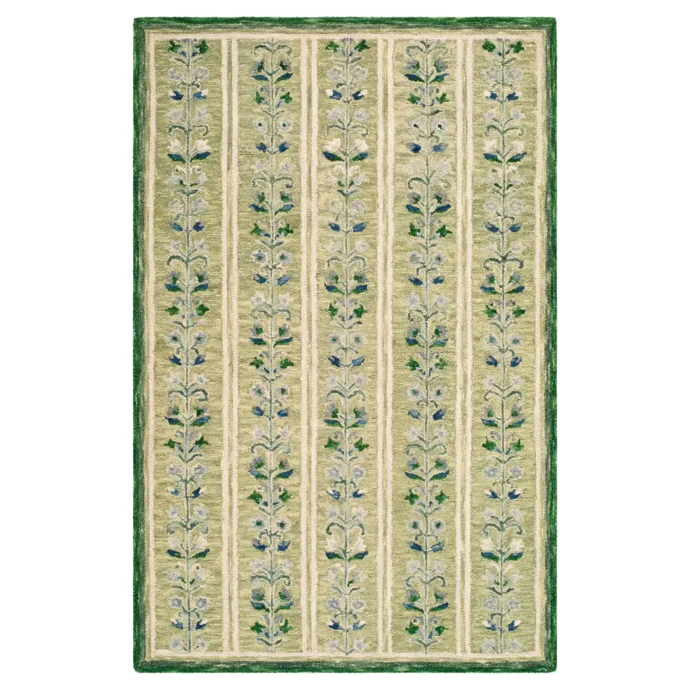 Rafaela Floral Patterned Rug Sample - Green, Wool image