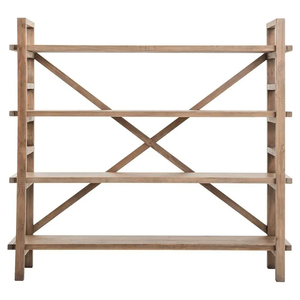 Rafal Open Bookshelf - Brown, Reclaimed Pine image