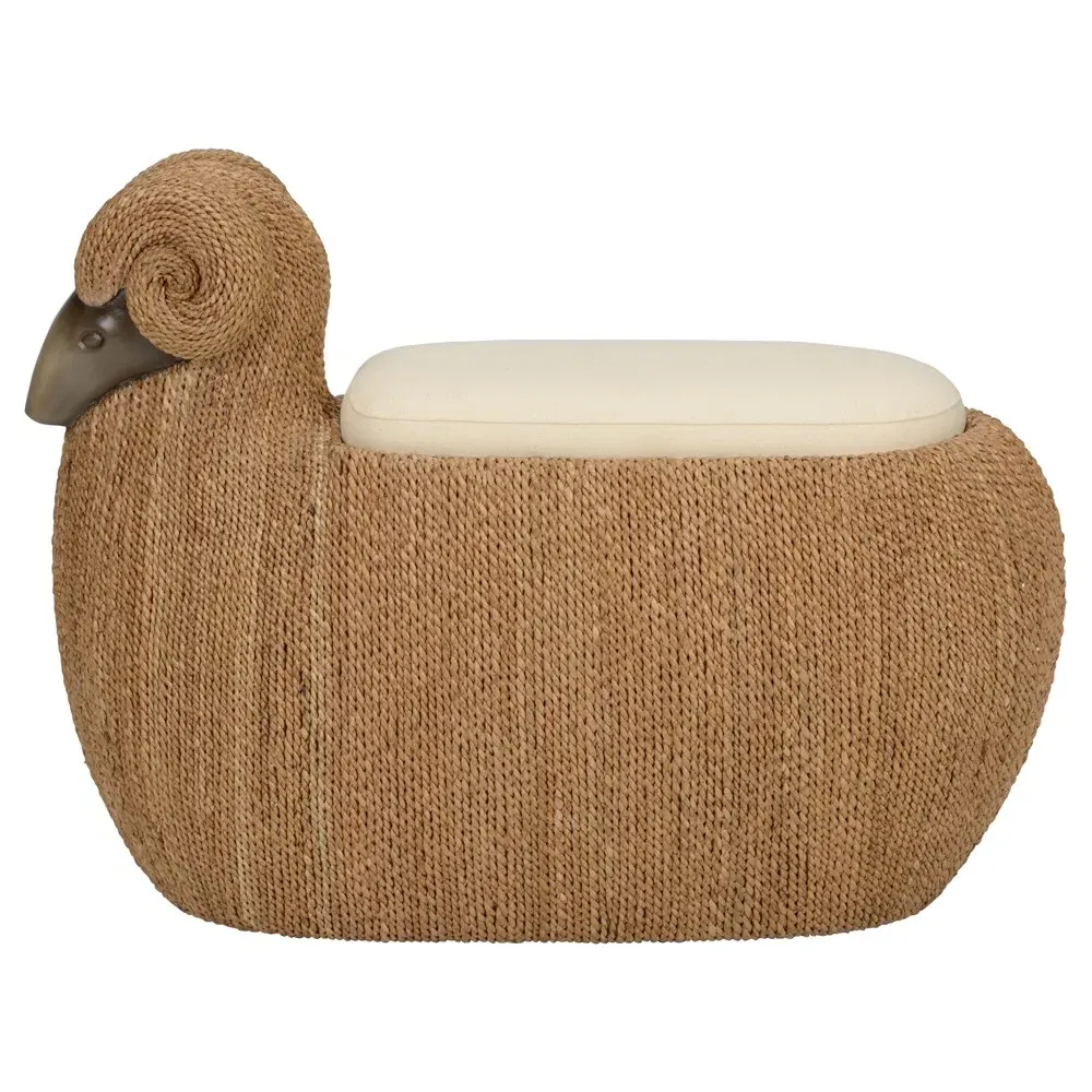Raffaello Woven Abaca Rope Storage Stool - Cream, Brown