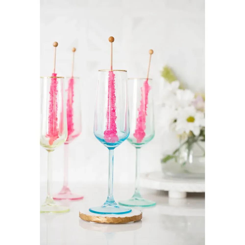 Rainbow Champagne Flute Glass Set of 4 - Assorted, Glass