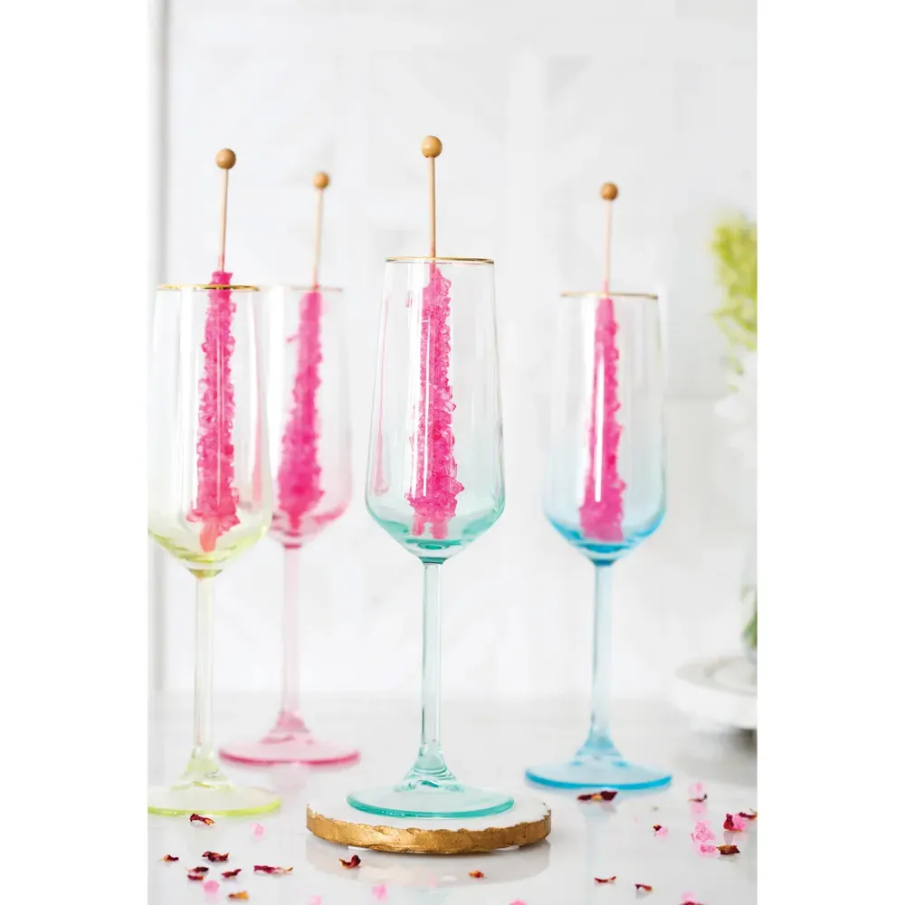 Rainbow Champagne Flute Glass Set of 4 - Assorted, Glass