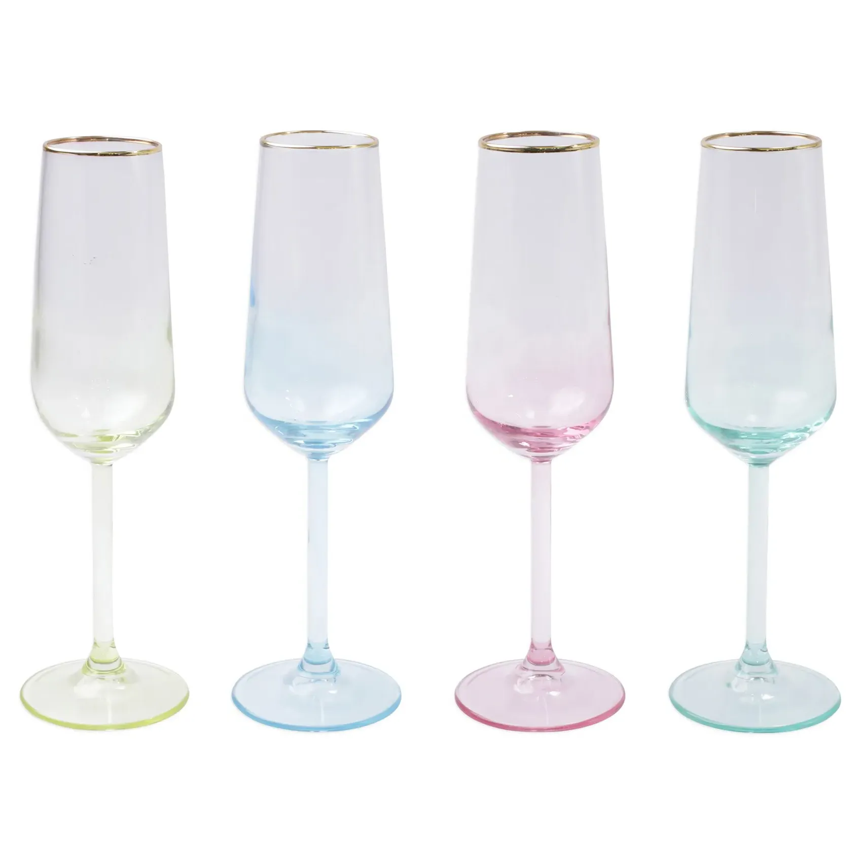 Rainbow Champagne Flute Glass Set of 4 - Assorted, Glass image