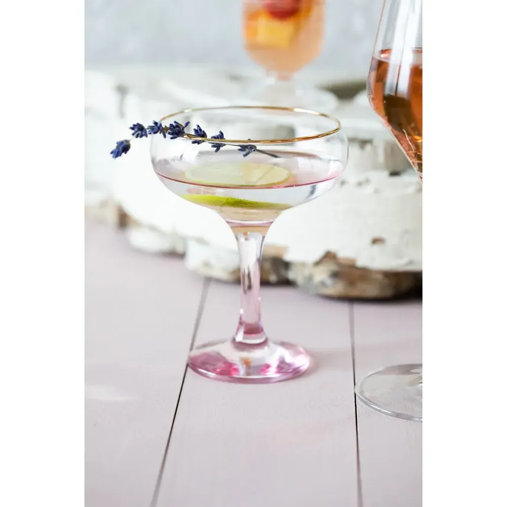 Rainbow Coupe Champagne Glass Set of 4 - Assorted, Glass