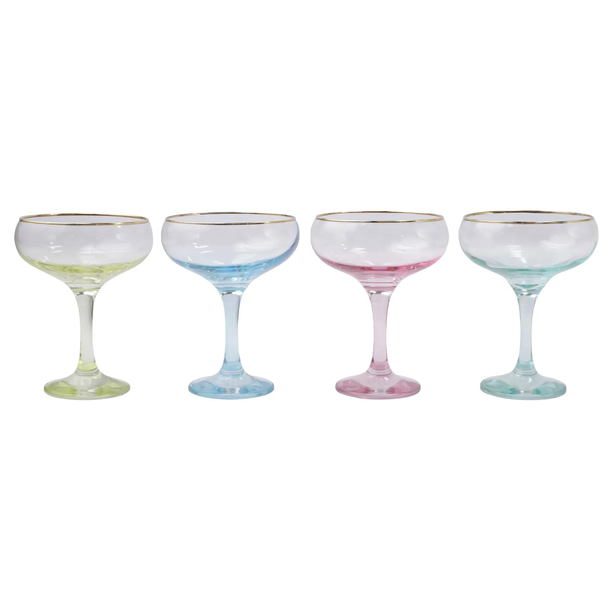 Rainbow Coupe Champagne Glass Set of 4 - Assorted, Glass