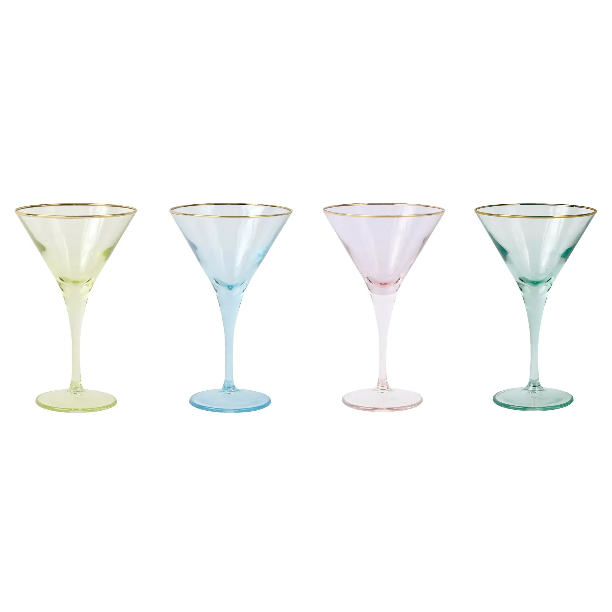 Rainbow Martini Glass Set of 4 - Assorted, Glass