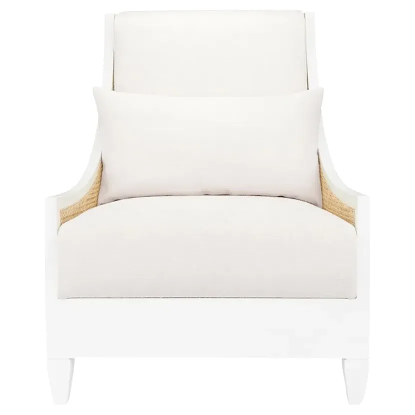 Raleigh Bleached Cane Club Chair - Eggshell White, Mahogany