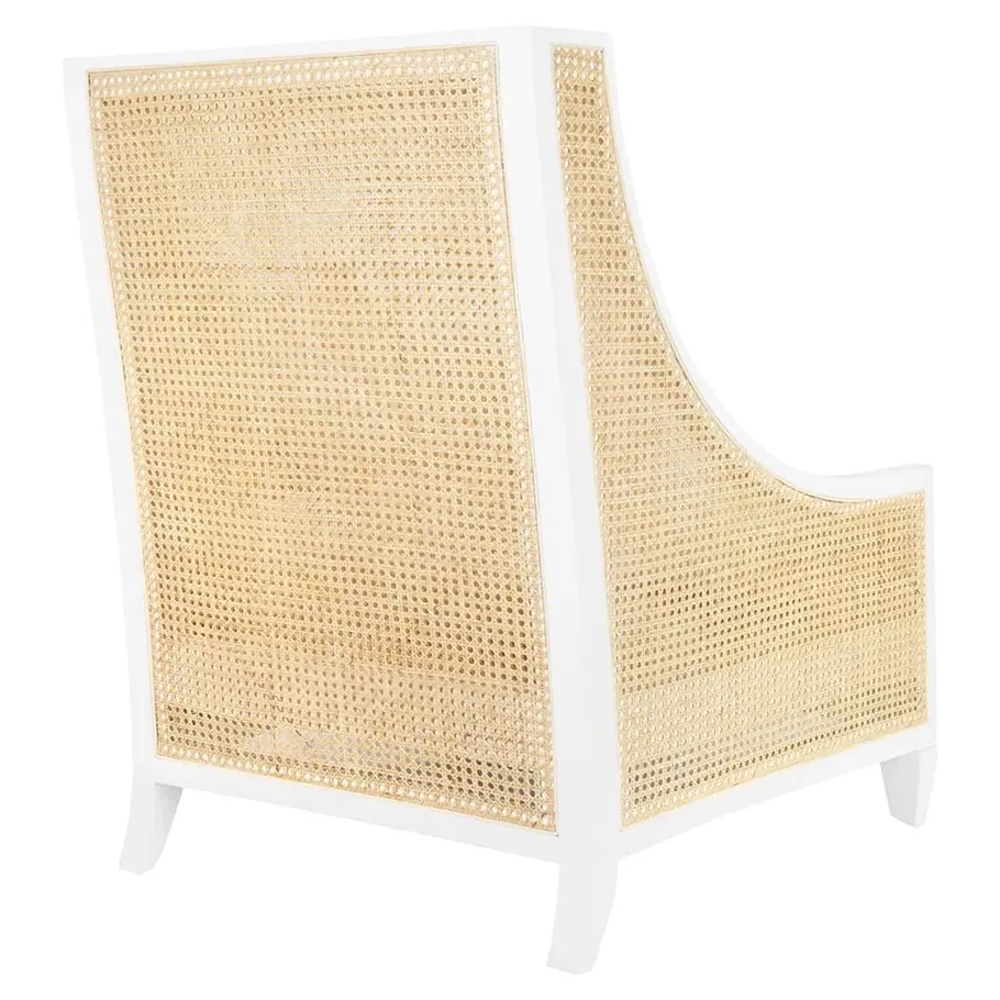 Raleigh Bleached Cane Club Chair - Eggshell White, Mahogany