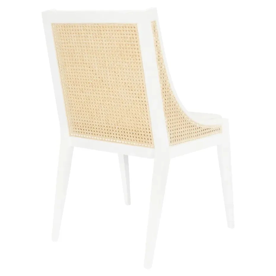 Raleigh Woven Cane Side Chair - Eggshell White, Mahogany