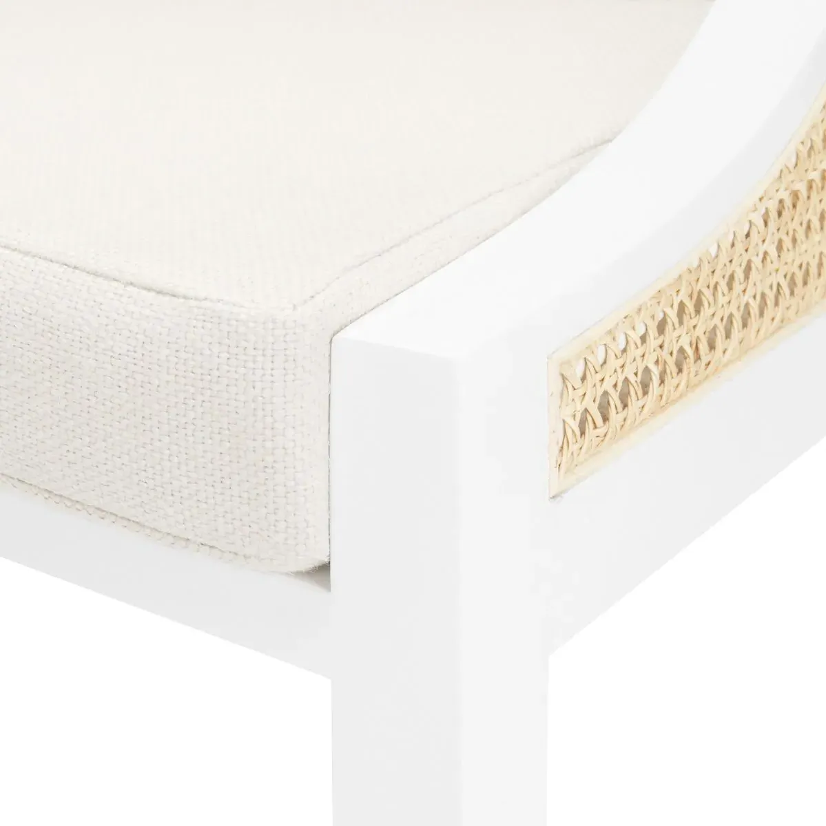 Raleigh Woven Cane Side Chair - Eggshell White, Mahogany