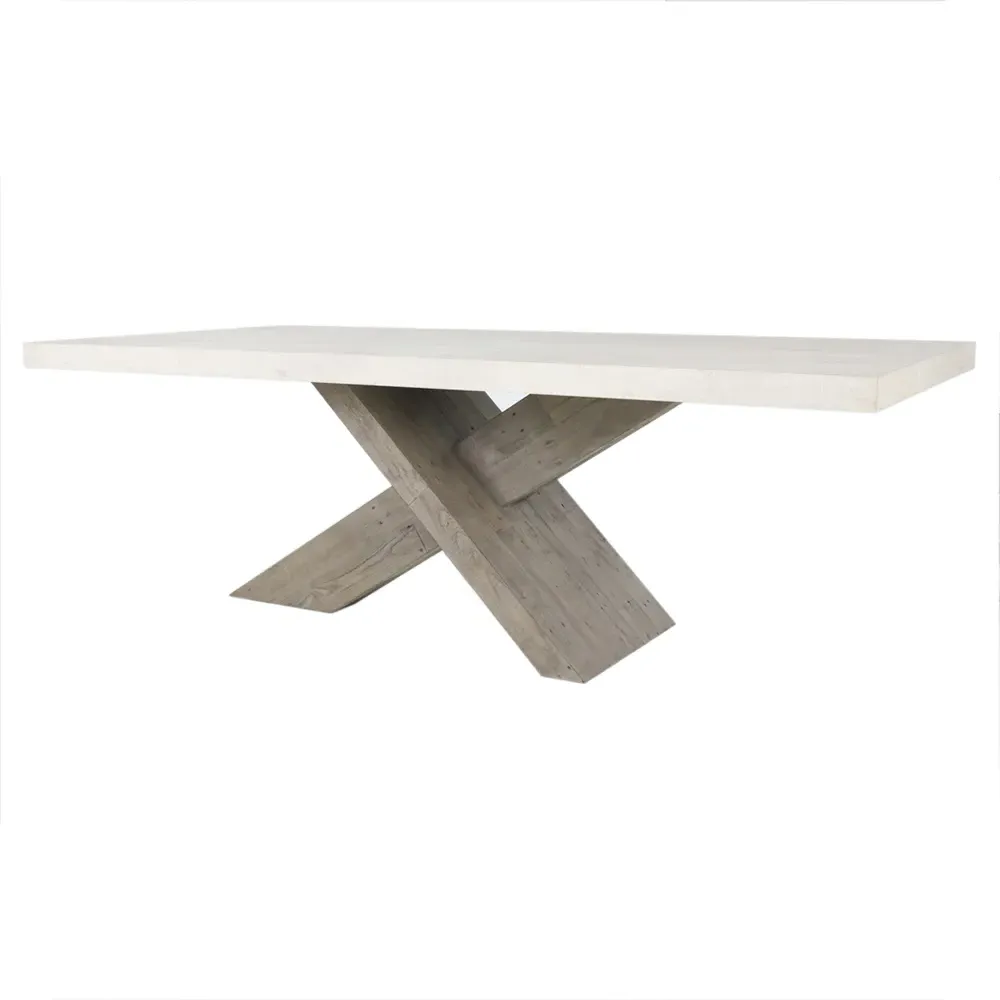 Randy Rectangular Dining Table - White, Concrete