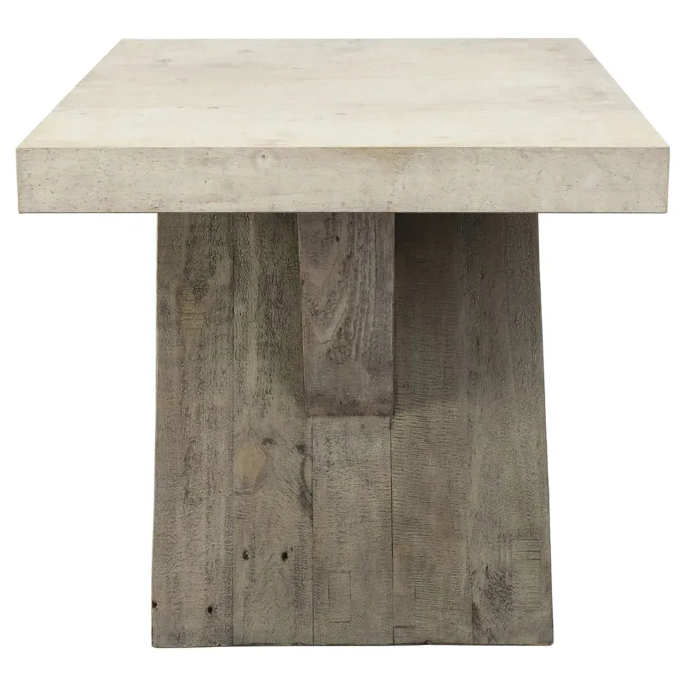 Randy Rectangular End Table - White, Concrete
