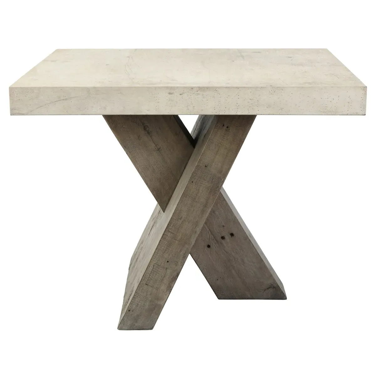 Randy Rectangular End Table - White, Concrete