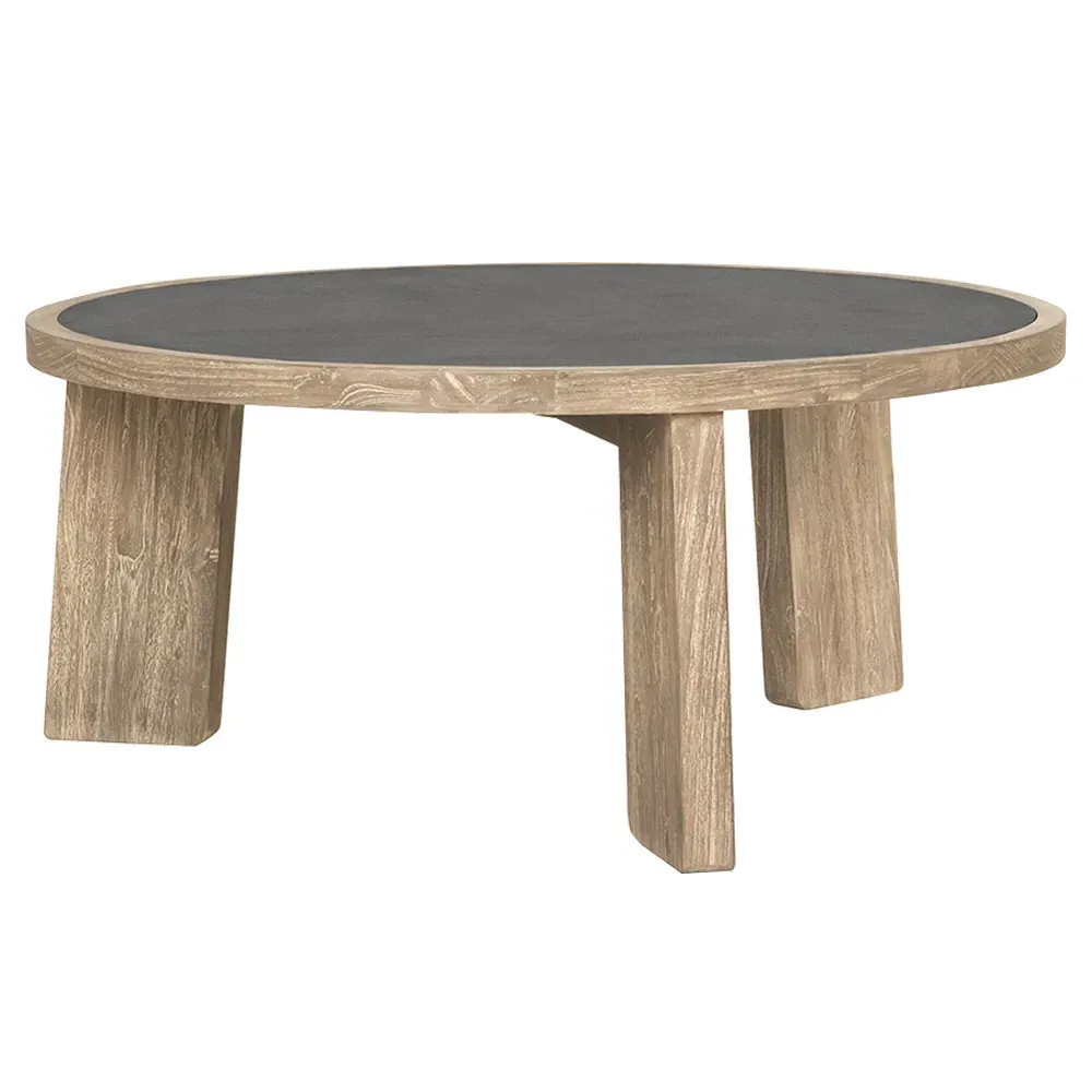 Rania Round Coffee Table - Brown, Teak Wood