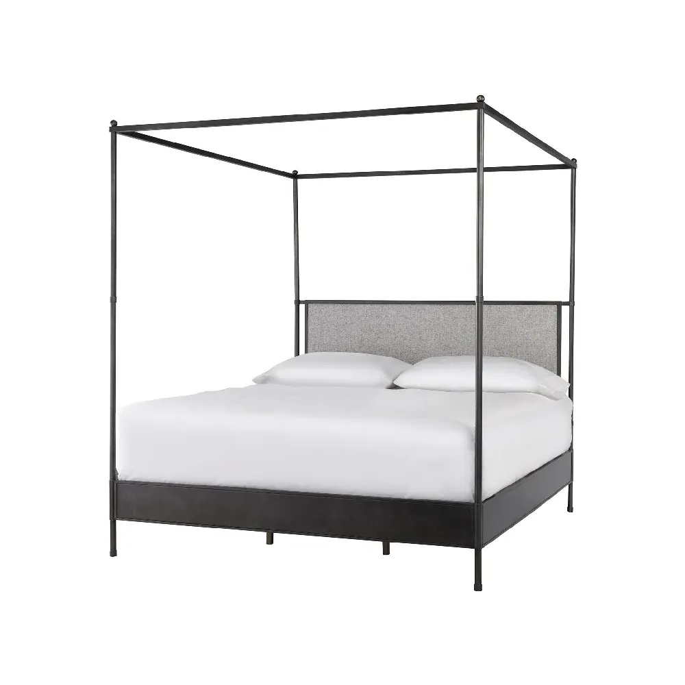 Ranile King Size Canopy Bed - Grey, Metal