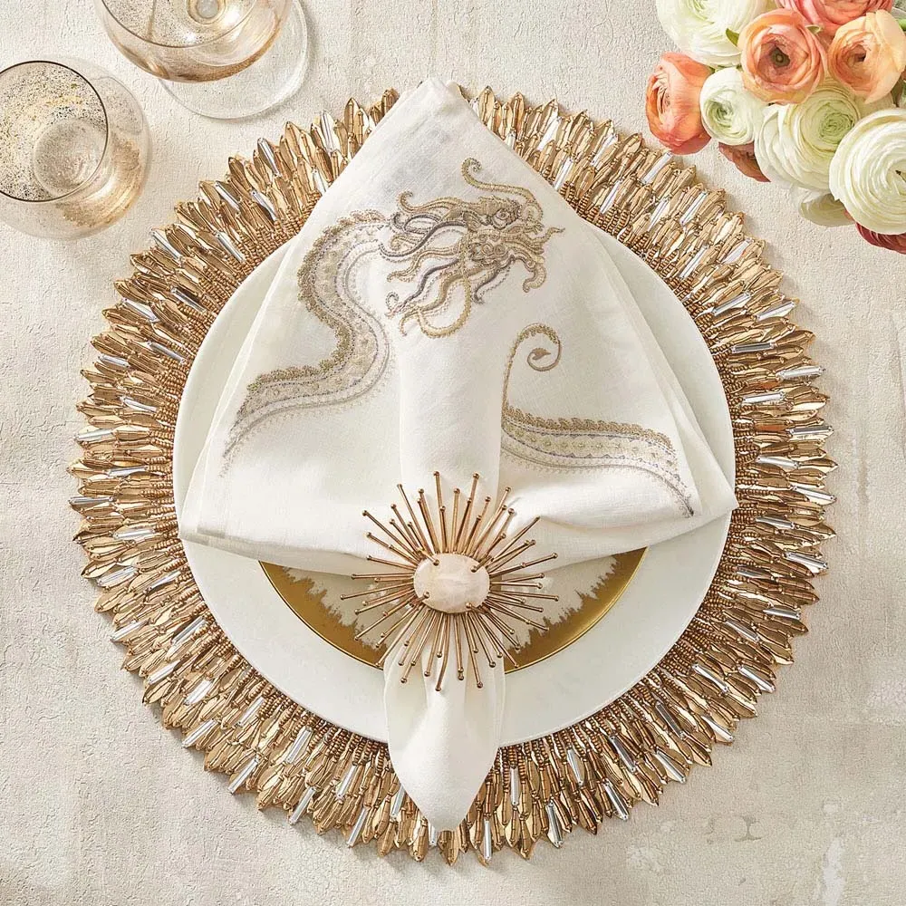 Ray Glass Beads Placemat Set of 2 - Gold