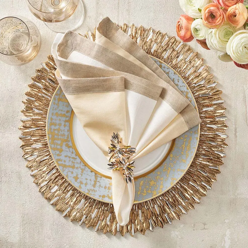 Ray Glass Beads Placemat Set of 2 - Gold