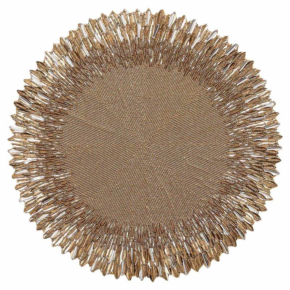 Ray Glass Beads Placemat Set of 2 - Gold