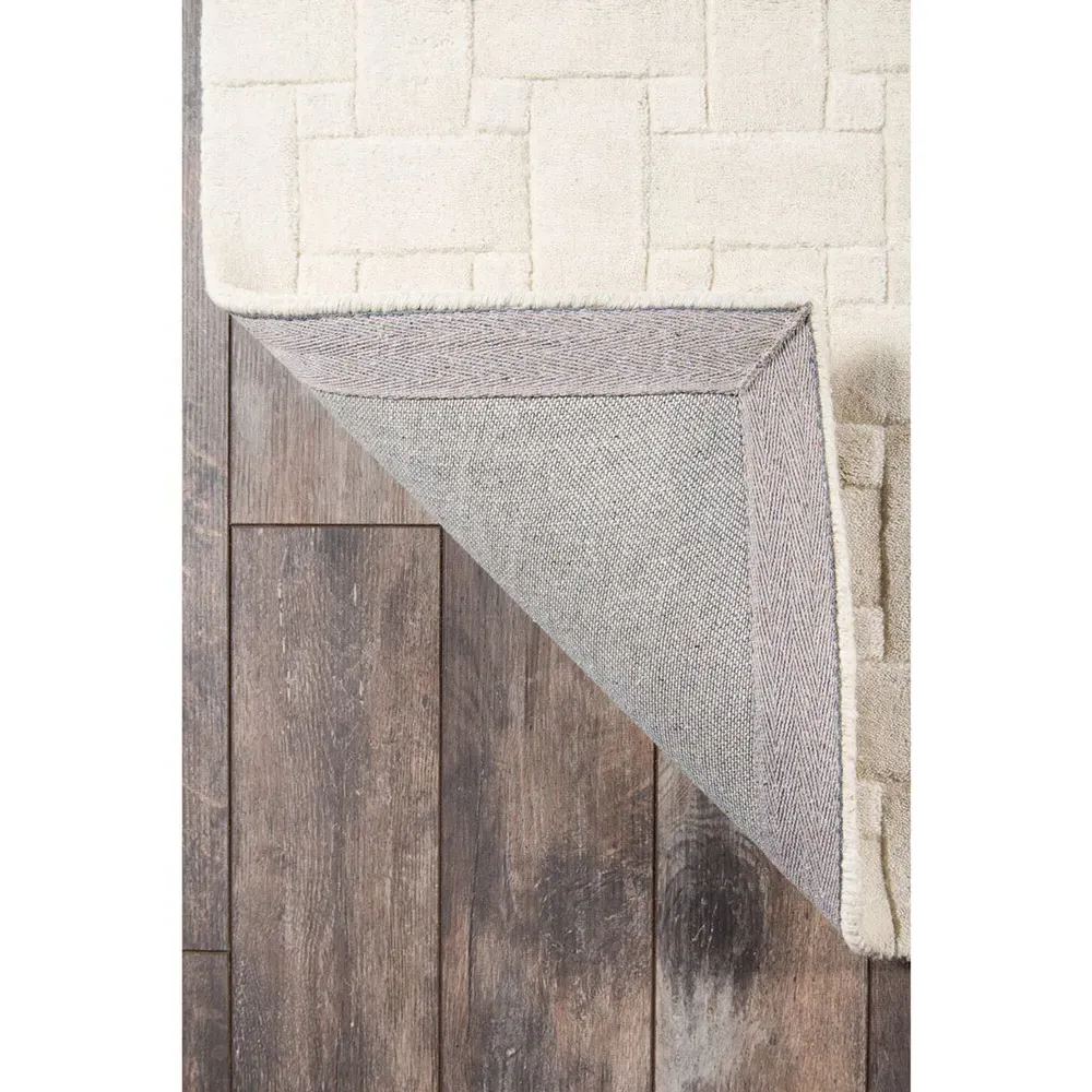 Raya Basketweave Solid Rug - White, Wool