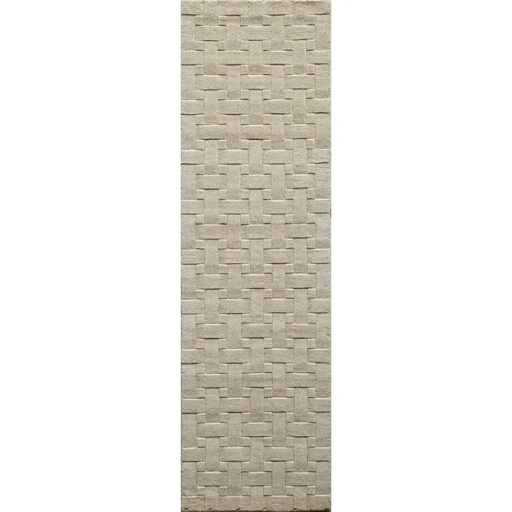 Raya Basketweave Solid Rug - White, Wool