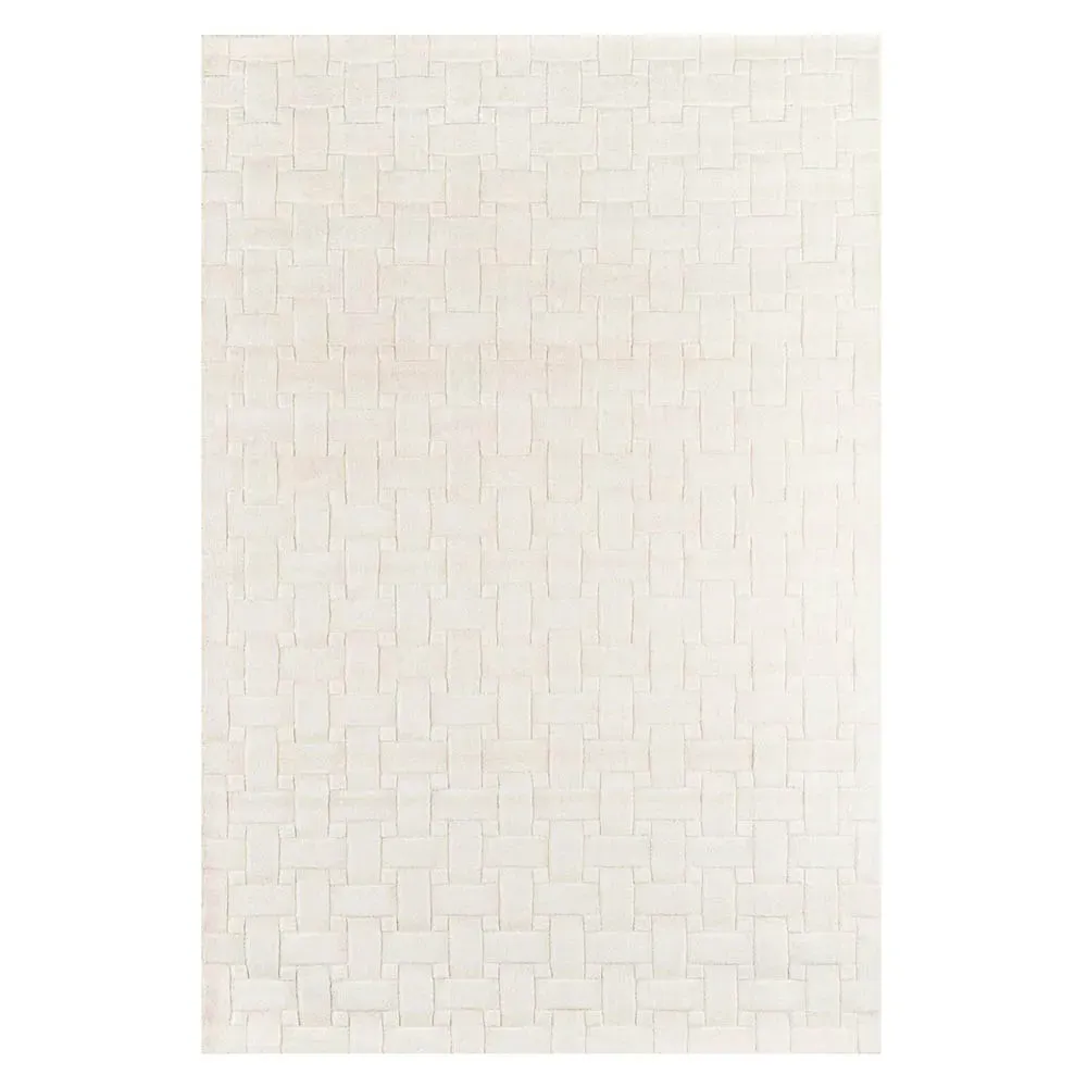 Raya Basketweave Solid Rug - White, Wool