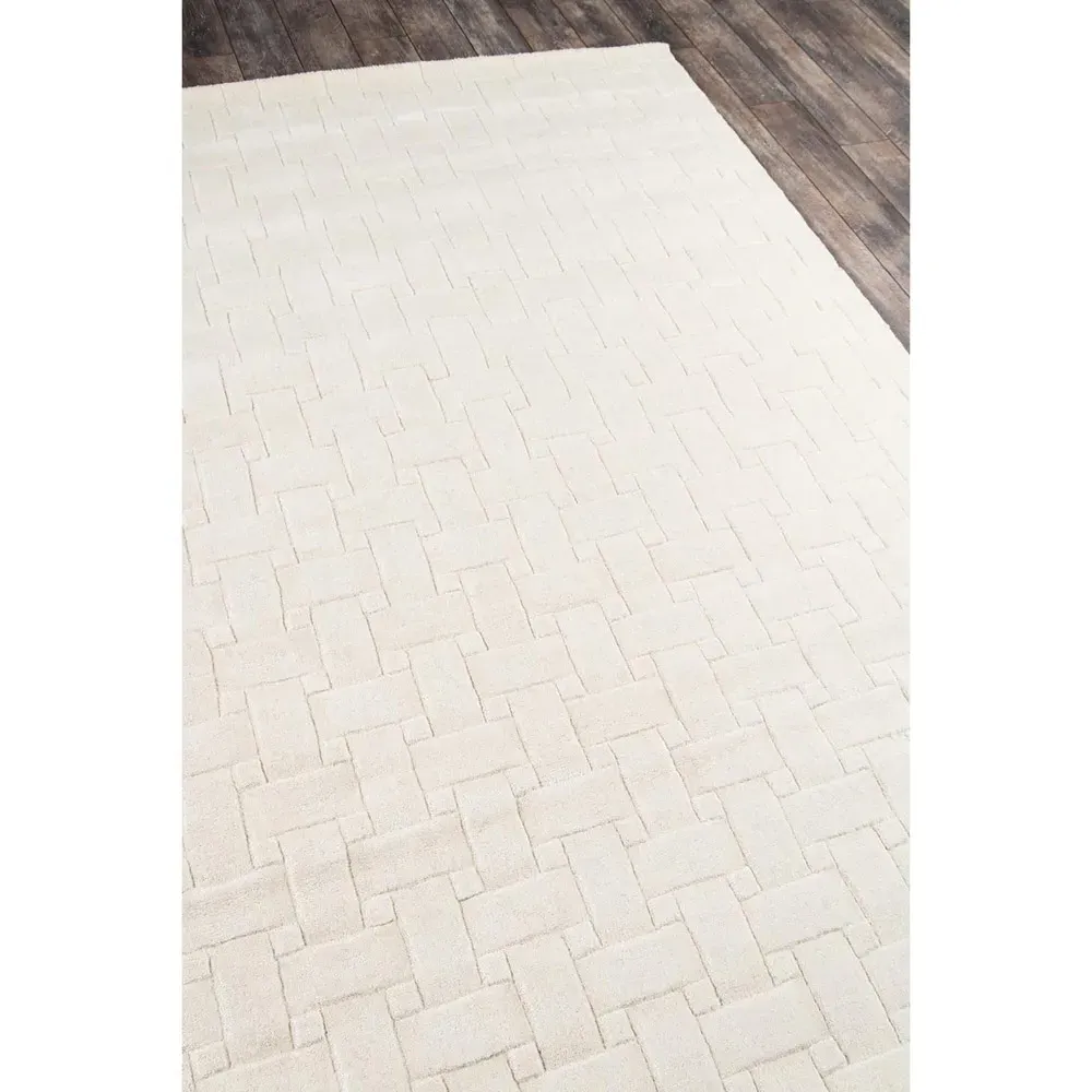 Raya Basketweave Solid Rug - White, Wool