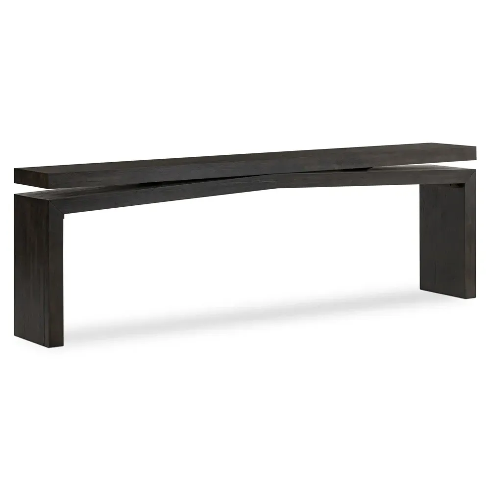Rayan Large Console Table - Smoked Black, Oak
