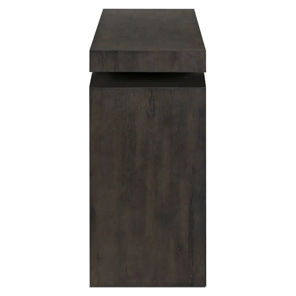 Rayan Large Console Table - Smoked Black, Oak