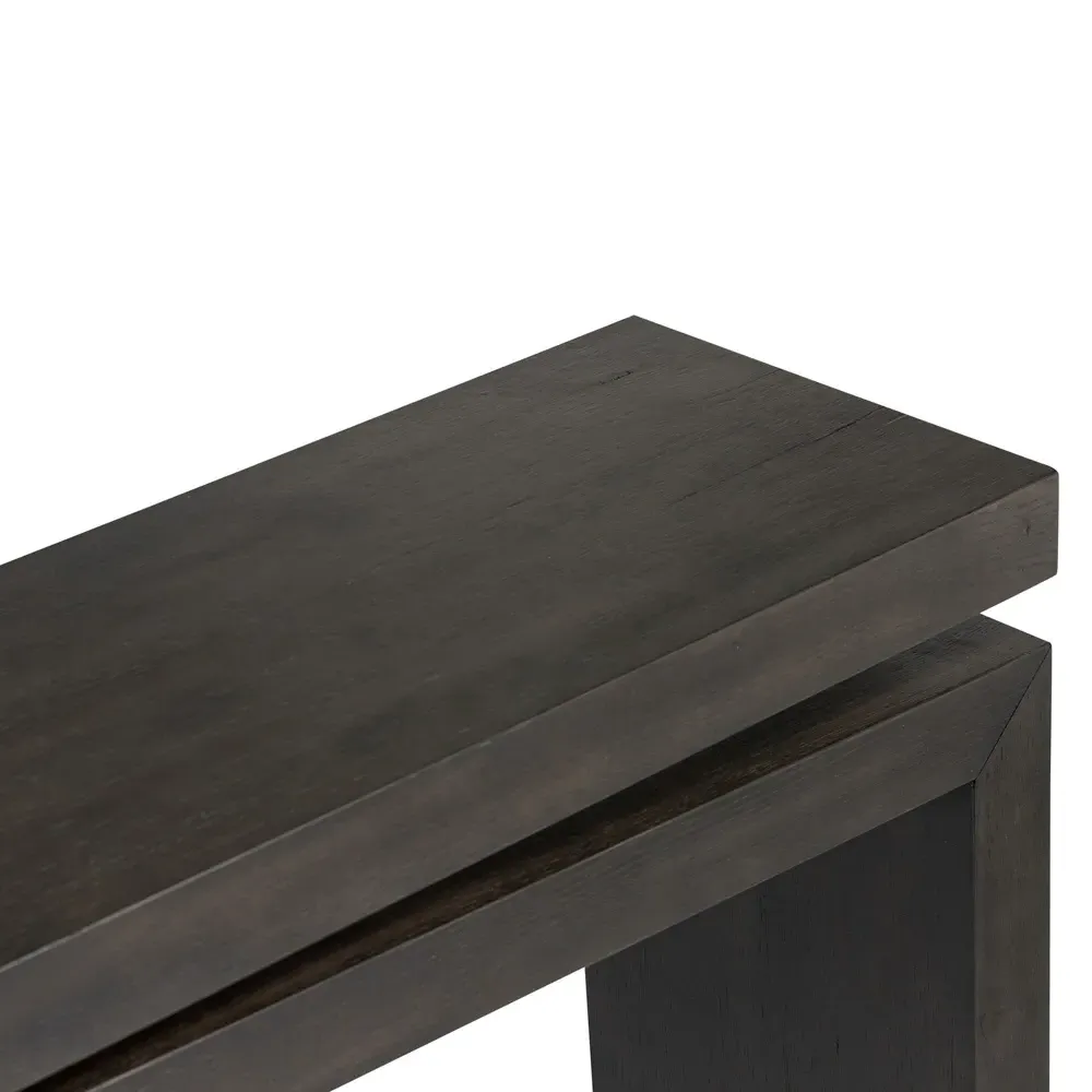 Rayan Large Console Table - Smoked Black, Oak