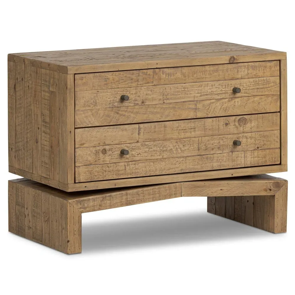 Rayan Nightstand - Natural Brown, Reclaimed Wood