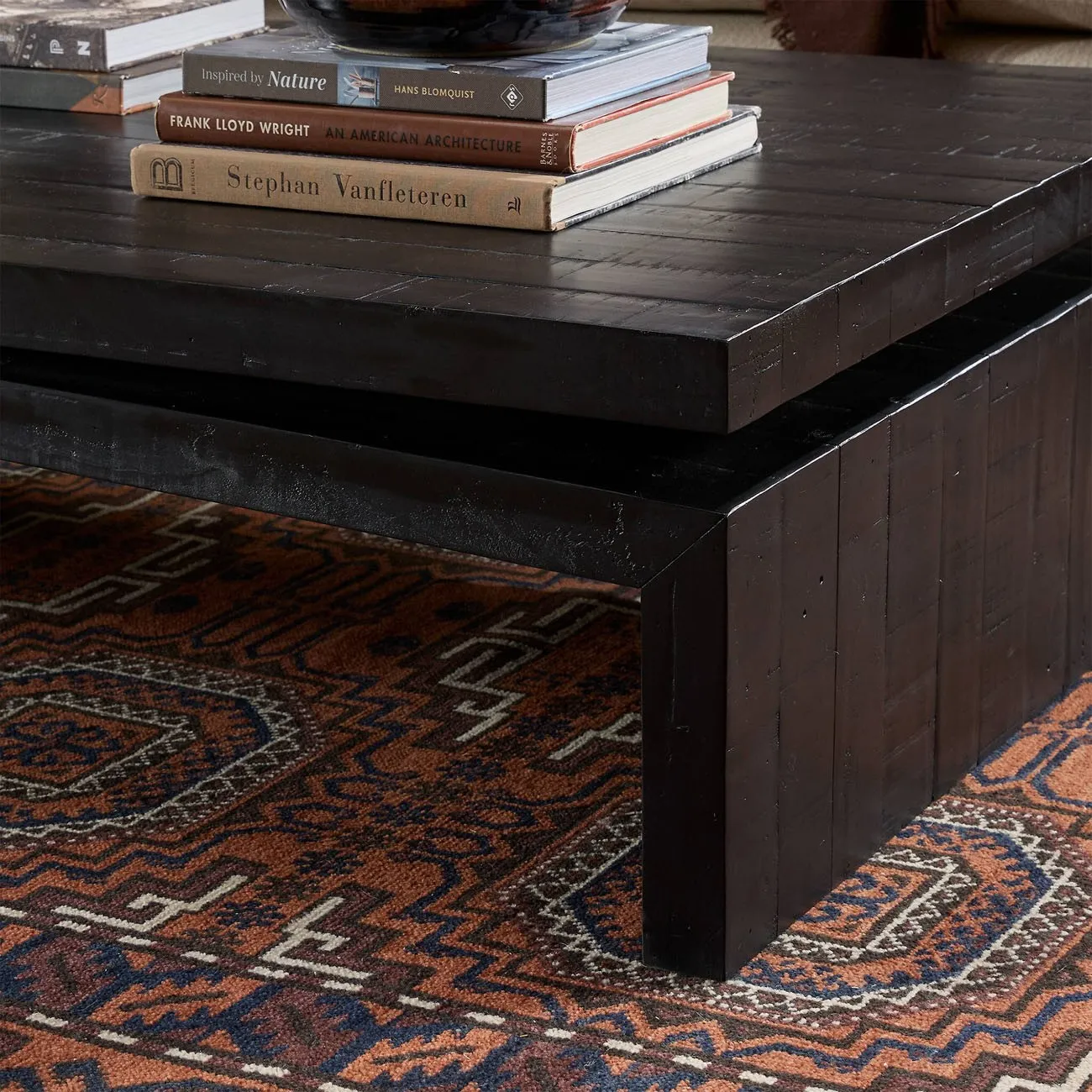 Rayan Reclaimed Wood Coffee Table - Black, Pine