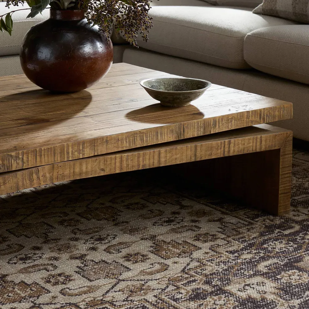 Rayan Reclaimed Wood Coffee Table - Brown, Pine