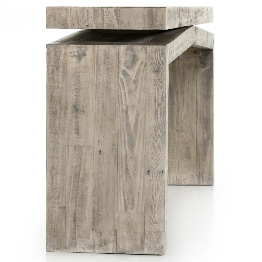 Rayan Rectangular Console Table - Grey, Reclaimed Pine
