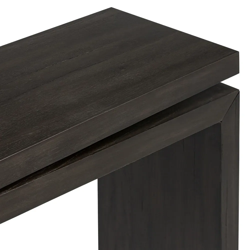 Rayan Small Console Table - Smoked Black, Oak