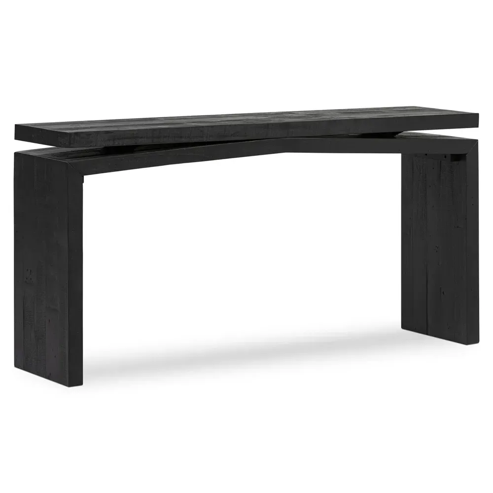 Rayan Small Rectangular Console Table - Black, Reclaimed Pine