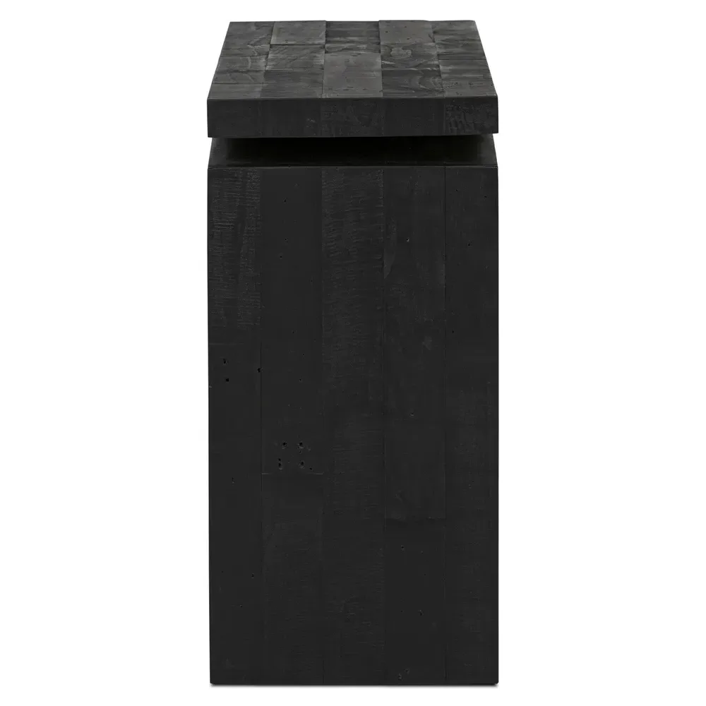 Rayan Small Rectangular Console Table - Black, Reclaimed Pine